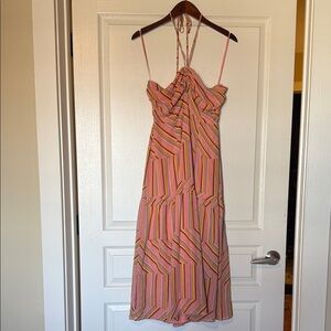 Eclair Vibrant Halter Dress with Geometric Pattern